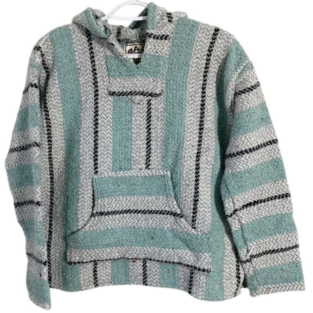 Small Mint & White Sweatshirt Hooded Pullover